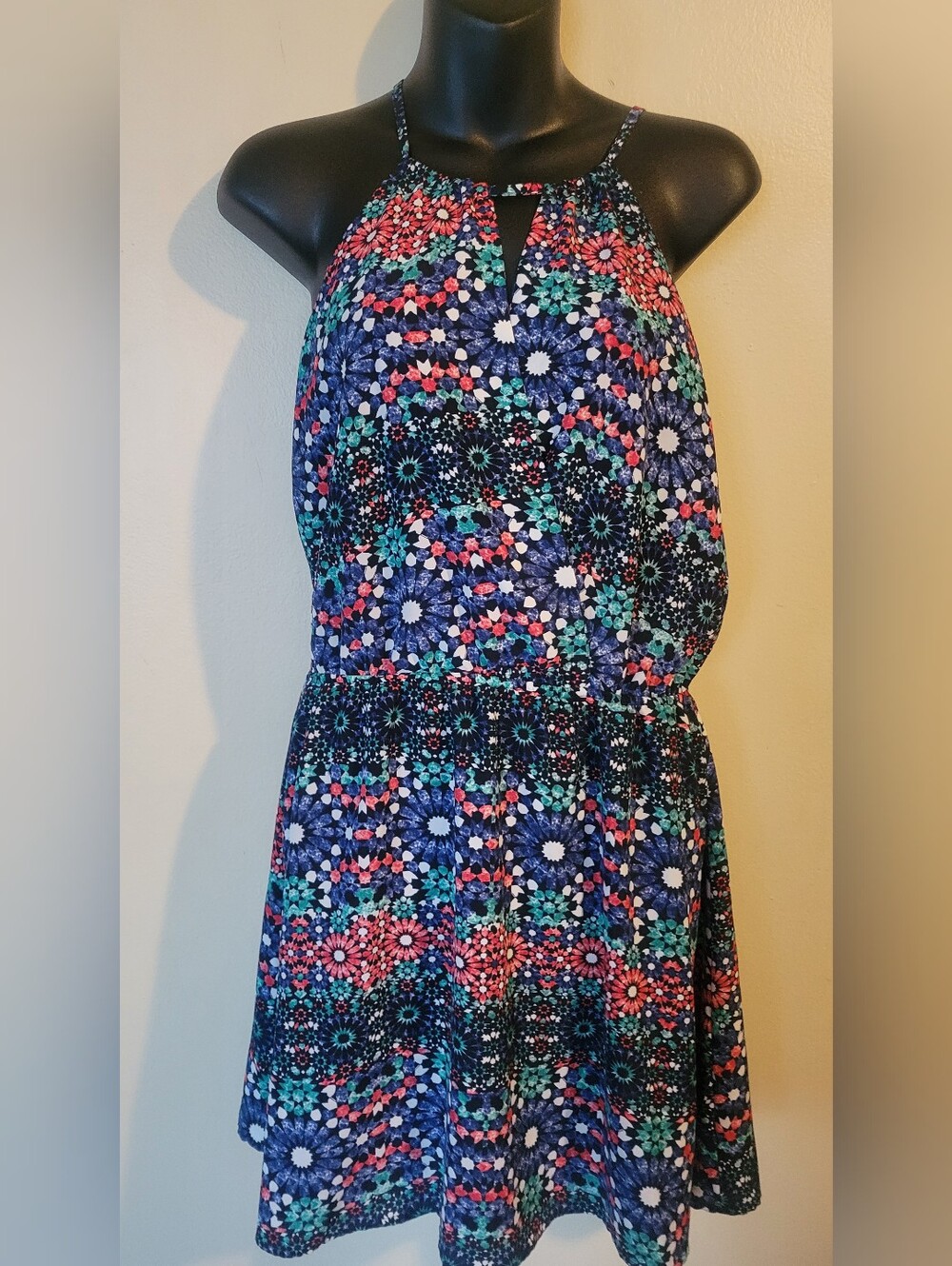 ZARA Floral Halter Sundress in Navy Multi